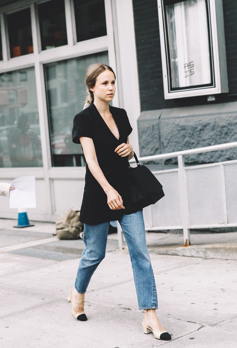 This is a chic way to wear jeans to the office