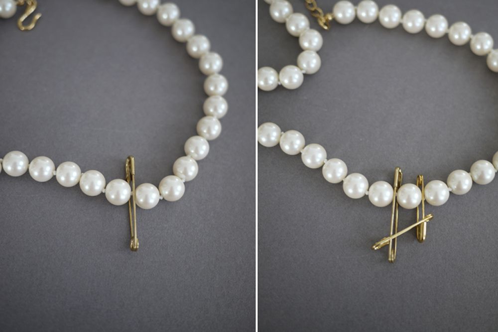 DIY Gold Pin Pearl Necklace in Just 10 Minutes