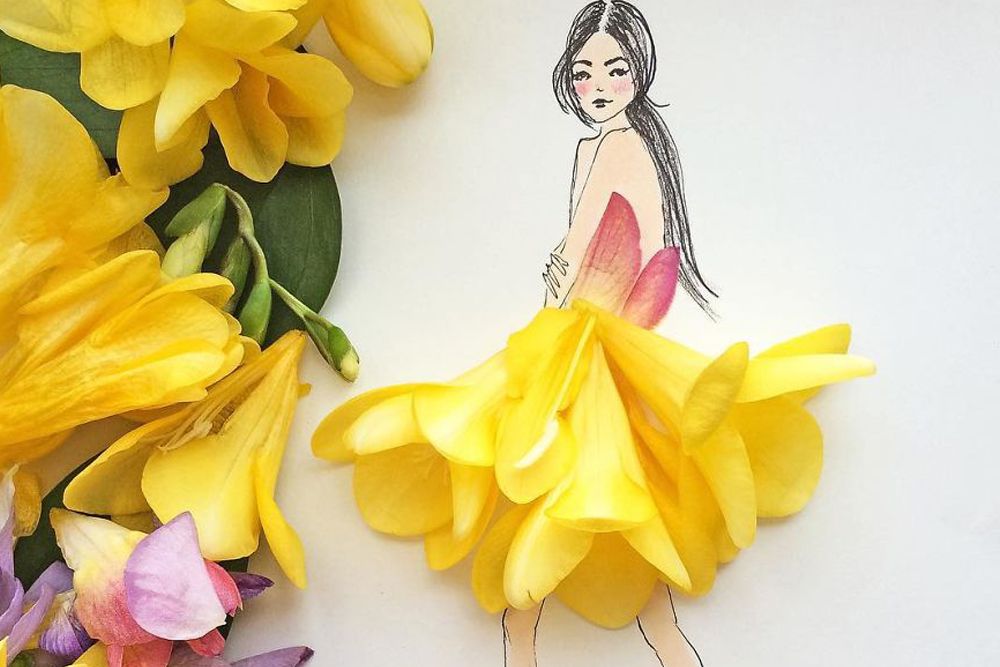 What would happen if these flowers and vegetables were made into a dress?  Have a peek!