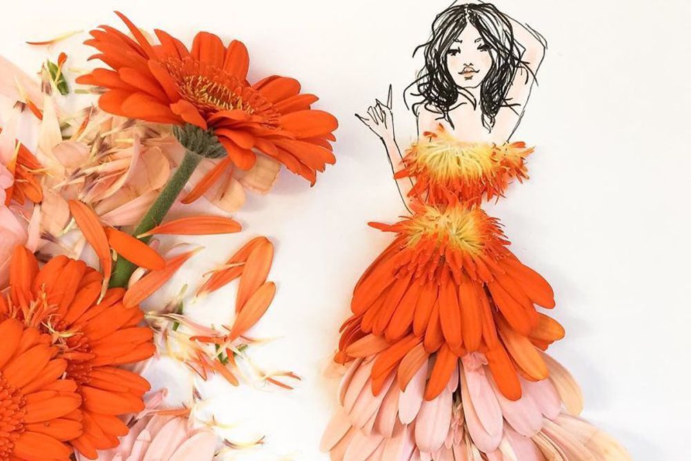 What would happen if these flowers and vegetables were made into a dress?  Have a peek!