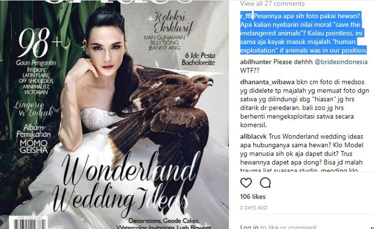 Foto 'Pernikahan' Luna Maya Diprotes, Begini Komen Fotografer dan Aktivis Orangutan