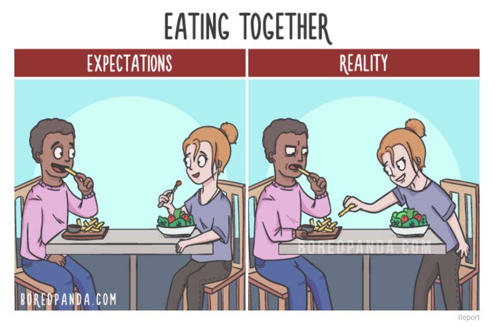 10 Ilustrasi Lucu tentang Ekspektasi vs Realitas Setelah Menikah
