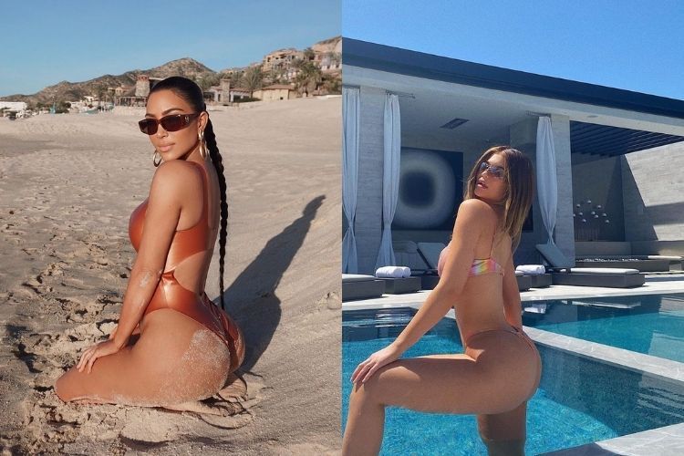 Perbandingan Foto Pamer Bokong Kim Kardashian West vs Kylie Jenner