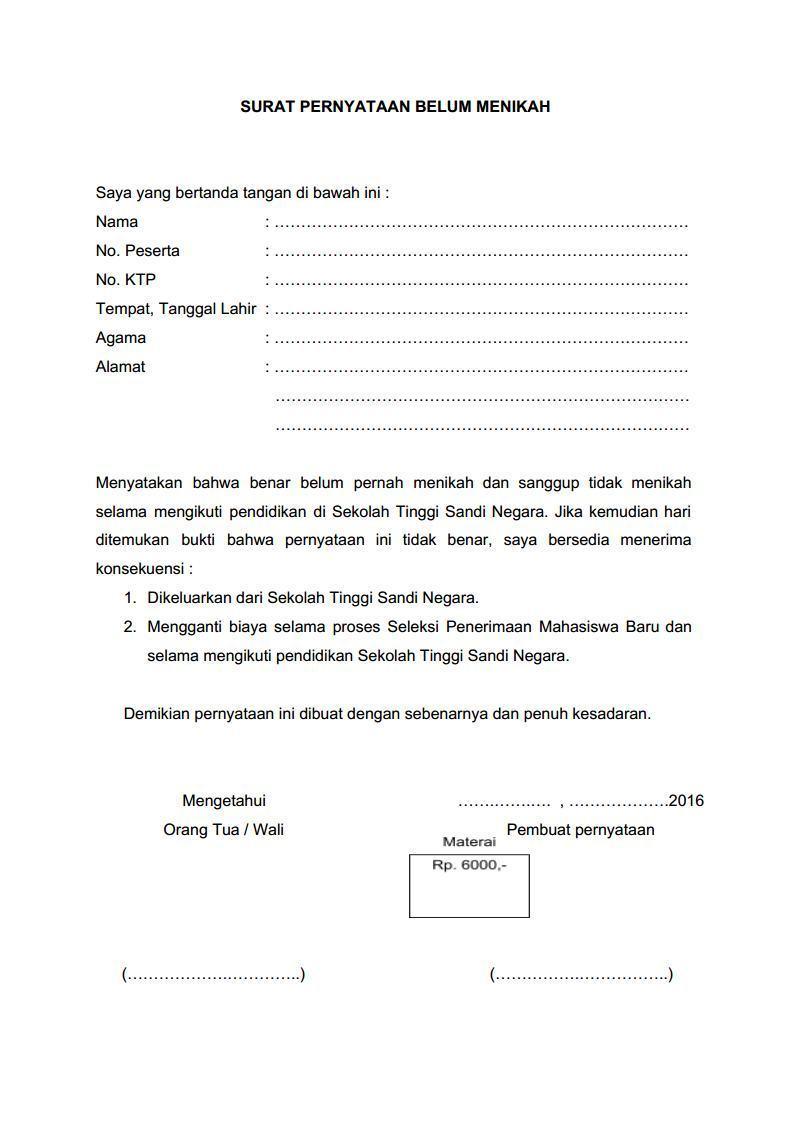 Contoh Surat Pernyataan Bersedia Mengganti Biaya Seleksi ...