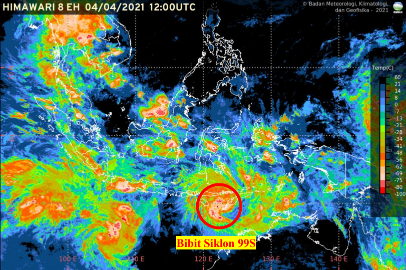 Daftar Wilayah Berpotensi Cuaca Ekstrem akibat Bibit Siklon Tropis 99S