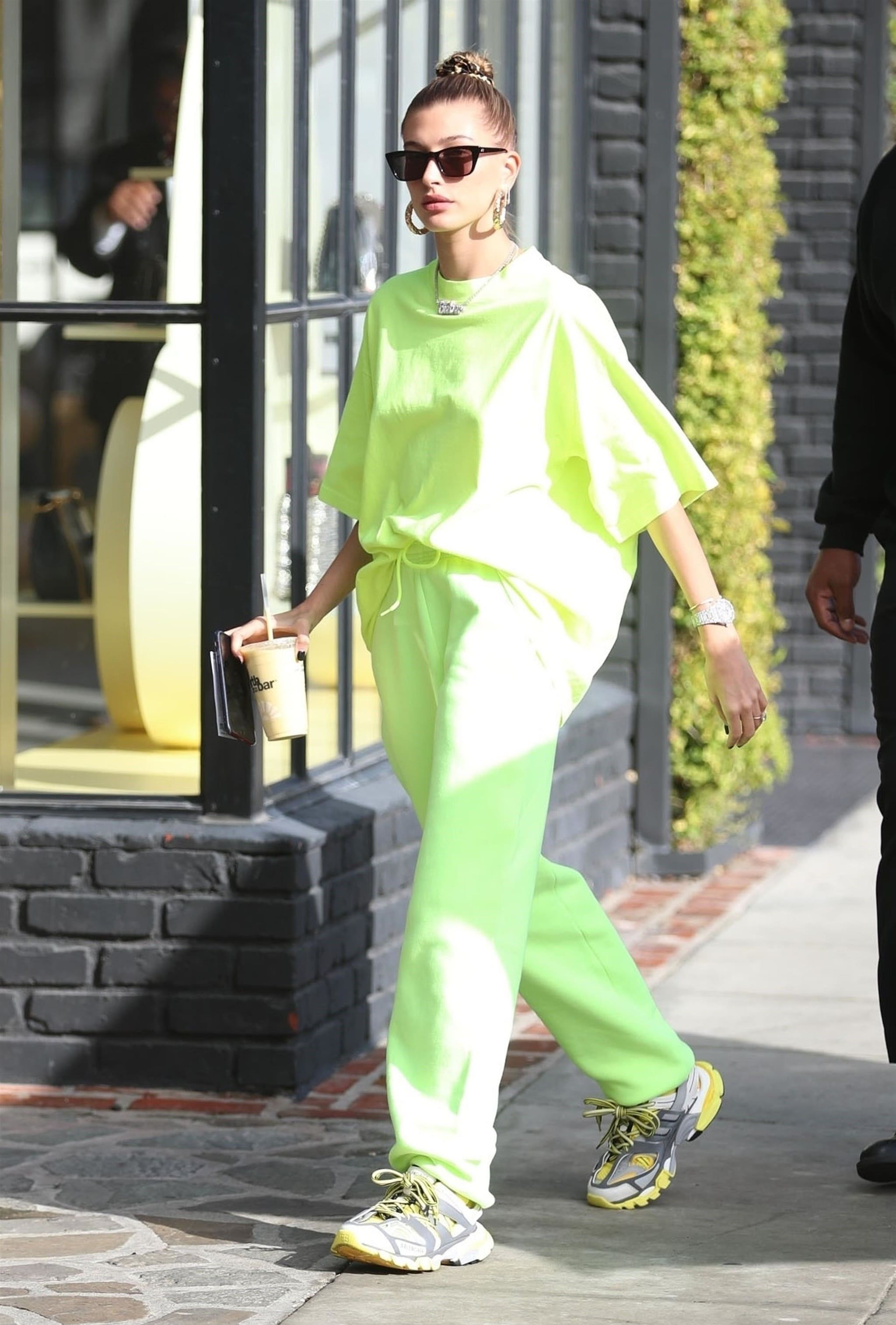 Hollywood Celebrity Sexy Style Wears a whimsical Lime Green