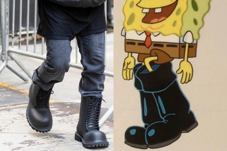 Kanye West Pakai Sepatu Boots Milik 'SpongeBob'