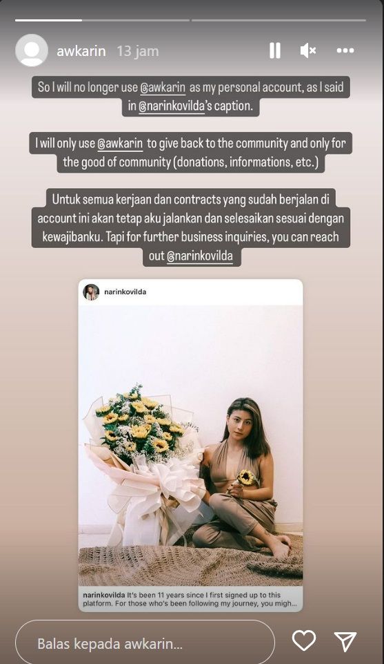 Pindah Akun Instagram, Awkarin Ingin Dipanggil Karin Novilda