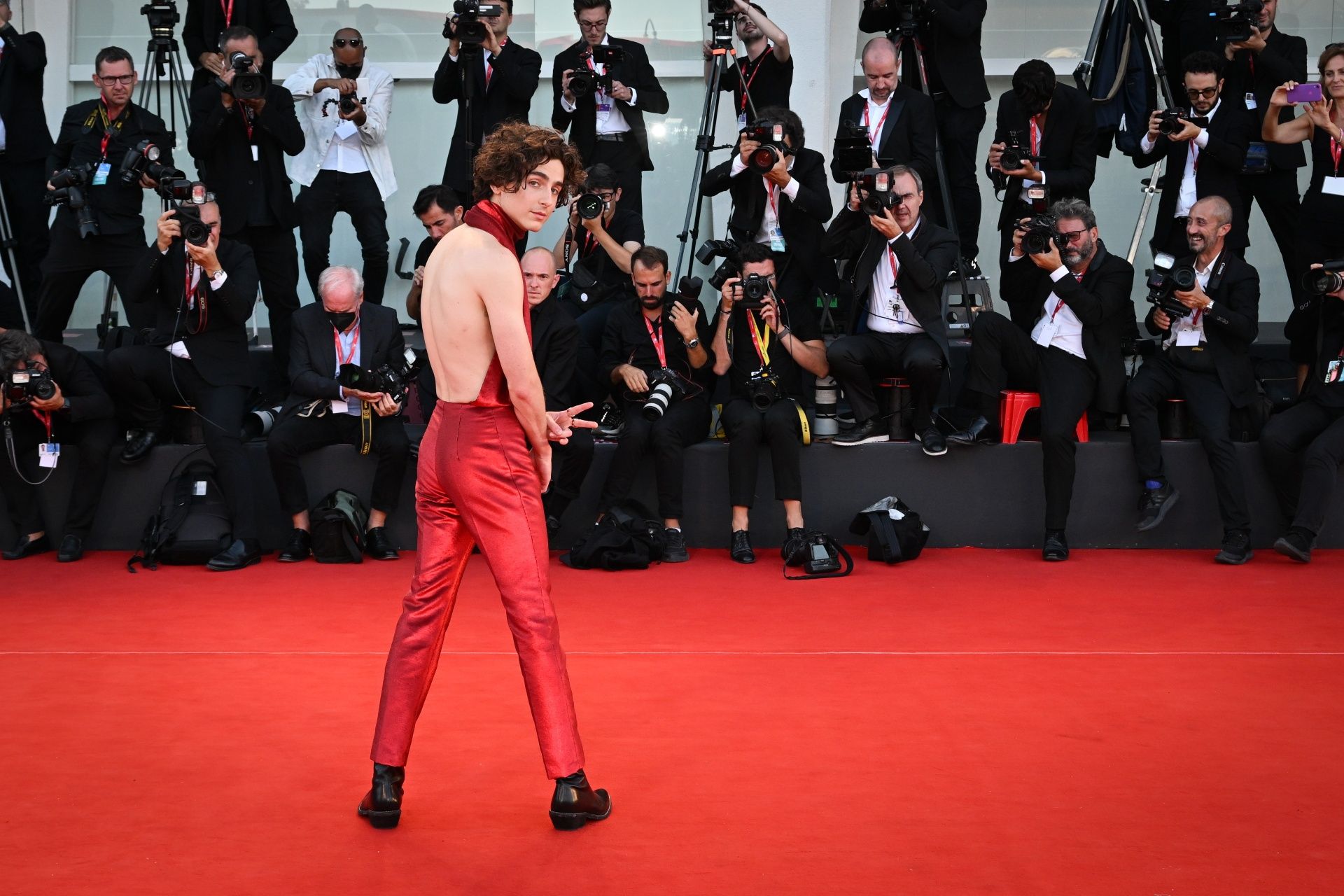 Timothée Chalamet Wearing a 'Bolong' Dress at the 2022 Venice Film Festival
